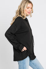 Black Soft Brushed Hooded Top