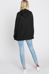 Black Soft Brushed Hooded Top