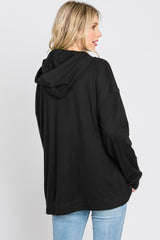 Black Soft Brushed Hooded Top