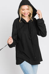 Black Soft Brushed Hooded Top