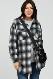 Black Plaid Maternity Flannel Shacket