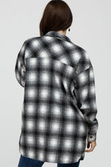 Black Plaid Maternity Flannel Shacket