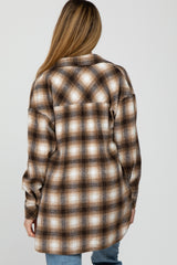 Brown Plaid Maternity Flannel Shacket