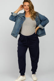 Navy Drawstring Maternity Plus Sweatpants