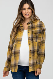 Mustard Plaid Maternity Shacket