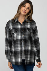 Black Plaid Maternity Shacket