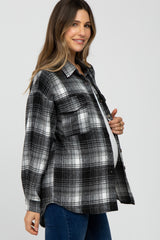 Black Plaid Maternity Shacket