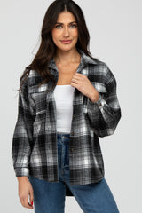 Black Plaid Maternity Shacket