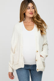 Ivory Oversized Deep V-Neck Maternity Cardigan