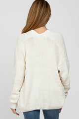 Ivory Oversized Deep V-Neck Maternity Cardigan