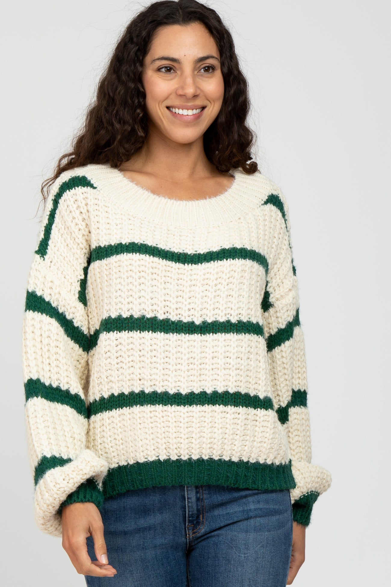 Emerald Green Waffle Knit Round Hem Maternity Sweater– PinkBlush