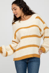 Yellow Cream Striped Chunky Knit Sweater