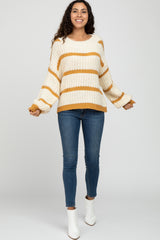 Yellow Cream Striped Chunky Knit Sweater