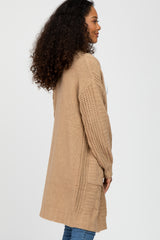 Mocha Mixed Knit Chunky Cardigan