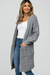 Grey Mixed Knit Chunky Cardigan