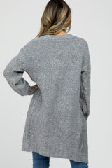 Grey Mixed Knit Chunky Cardigan