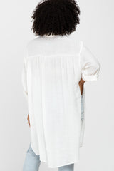 Ivory Button Front Side Slit Oversized Blouse