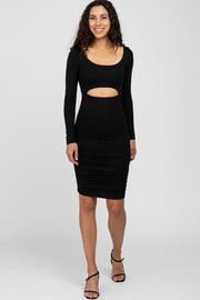 Black Cutout Ruched Dress