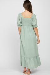 Mint Smocked Sweetheart Neck Maternity Maxi Dress