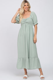 Mint Smocked Sweetheart Neck Maxi Dress