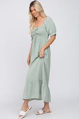 Mint Smocked Sweetheart Neck Maxi Dress