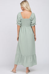 Mint Smocked Sweetheart Neck Maxi Dress