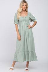 Mint Smocked Sweetheart Neck Maxi Dress