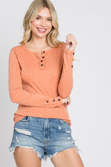 Dark Peach Henley Long Sleeve Maternity Top