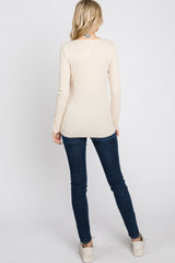 Cream Henley Long Sleeve Top