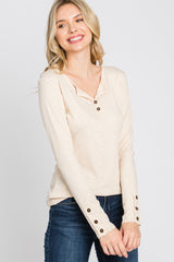 Cream Henley Long Sleeve Maternity Top