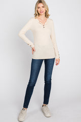 Cream Henley Long Sleeve Top