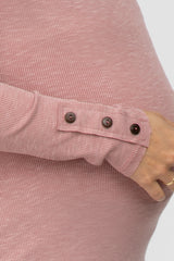 Dusty Pink Henley Long Sleeve Maternity Top