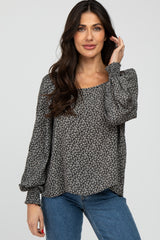 Black Floral  Long Sleeve Maternity Blouse