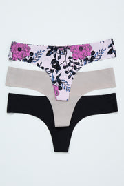 Multi-Color Floral Seamless Thong Set