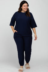 Navy Jogger Plus Size Lounge Set