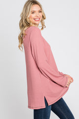 Mauve Waffle Knit Long Sleeve Top