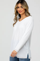 Ivory Waffle Knit Long Sleeve Top