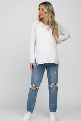 Ivory Waffle Knit Maternity Long Sleeve Top