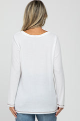 Ivory Waffle Knit Maternity Long Sleeve Top