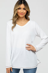 Ivory Waffle Knit Maternity Long Sleeve Top