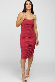 Fuchsia Ruched Fitted Dress