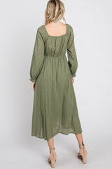 Olive Smocked Midi Dress