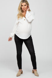 Black Raw Hem Maternity Jeans