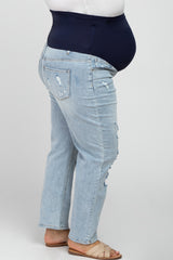 Light Blue Distressed Maternity Plus Jeans