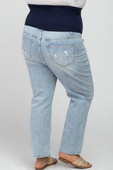 Light Blue Distressed Maternity Plus Jeans