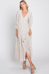 Ivory Button Front Tiered Maxi Dress