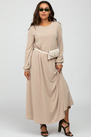 Mocha Basic Long Sleeve Maxi Dress