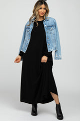 Black Basic Long Sleeve Maxi Dress