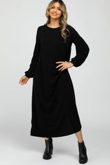 Black Basic Long Sleeve Maxi Dress