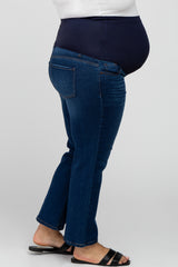 Navy Blue Cropped Straight Leg Maternity Plus Jeans